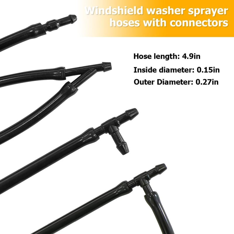 Mandark Car Windshield Washer Hose Kit, 5 Meter Washer Fluid Hose with 12PCS Hose Connectors 2PCS Fan Nozzles 2PCS Rubber Gaskets, Suitable for Most Car Windscreen Washer Tubing - Image 2